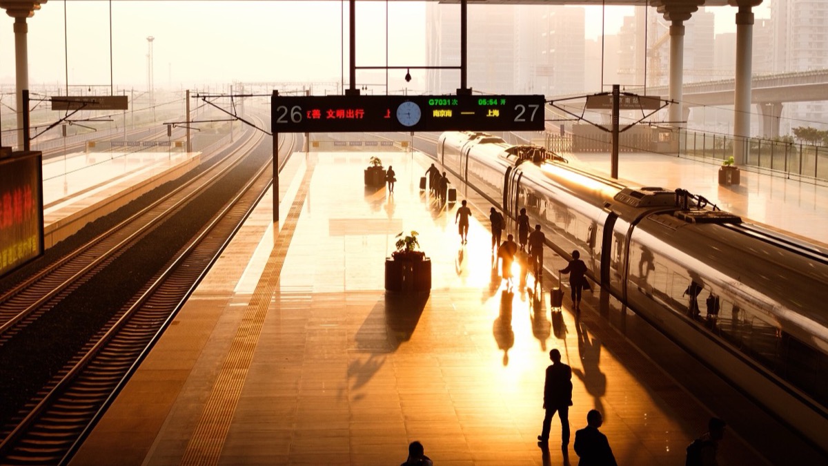 High-speed train at a station in China