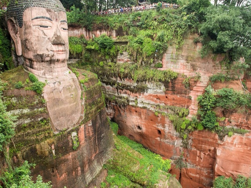 Leshan Giant Buddha carved into the cliff